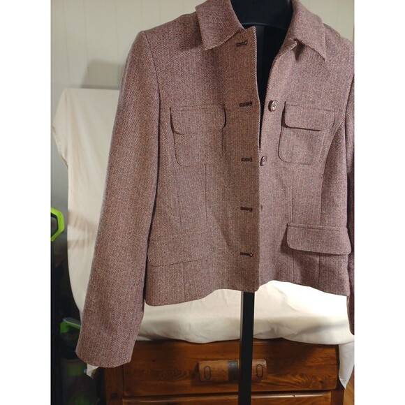 Pendleton 100% Virgin Wool Jacket 12 Military Uillity Pocket Lined Button Blazer - Picture 3 of 9